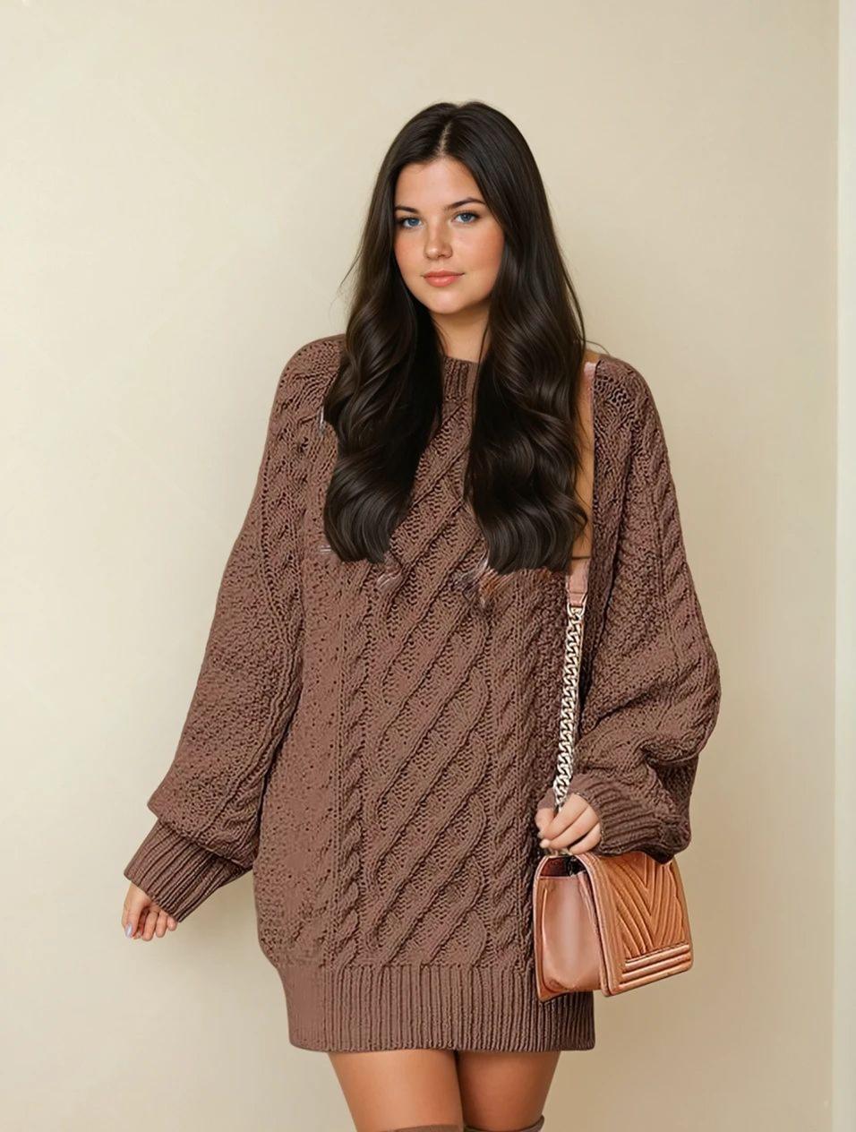 Oversized Cable-Knit Sweater Dress