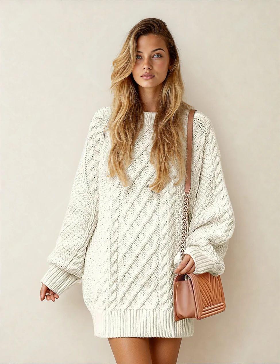 Oversized Cable-Knit Sweater Dress