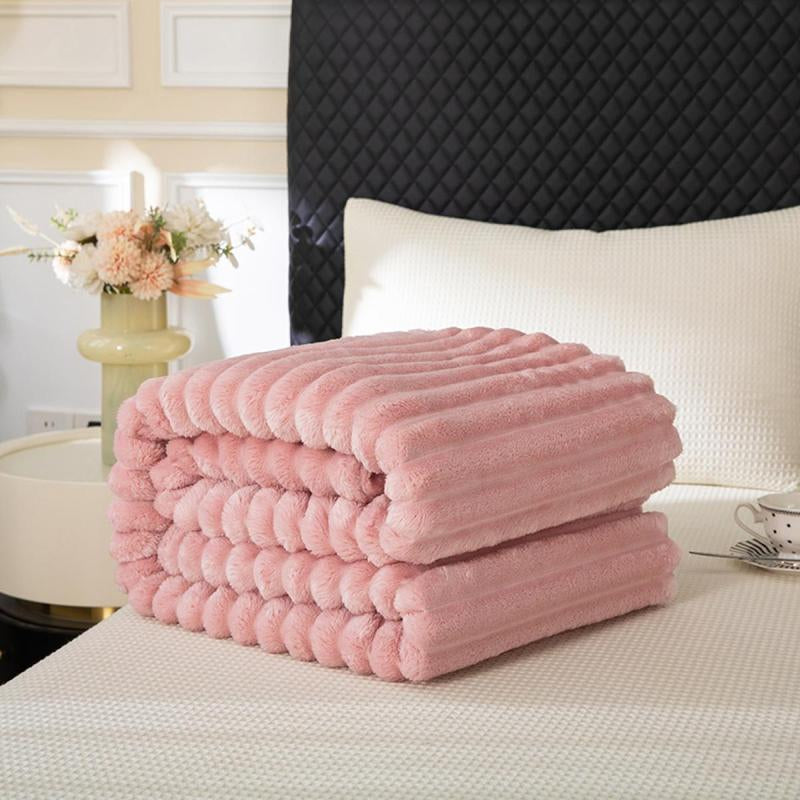 Solid Color Fuzzy Blanket, Soft Comfortable Warm Throw Blanket, Bedroom Blanket, Air-Conditioned Room Blanket, Warm Nap Blanket for Home Office Travel